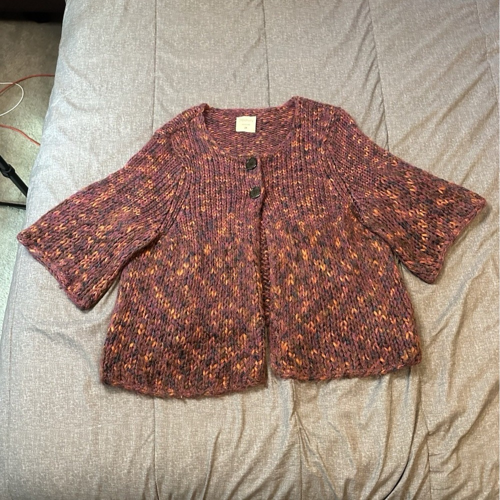 Relativity Wool Mohair Alpaca Chunky Womens Cardigan Sweater 2X Speckled Boho